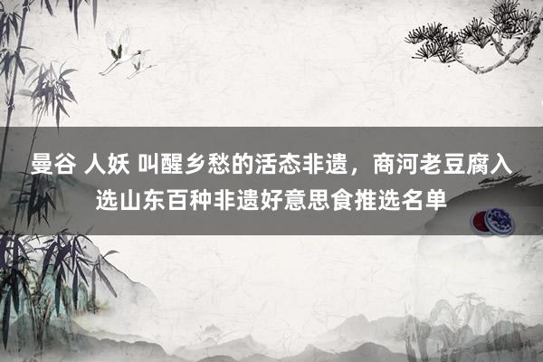 曼谷 人妖 叫醒乡愁的活态非遗，商河老豆腐入选山东百种非遗好意思食推选名单