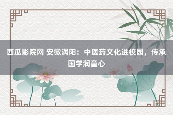 西瓜影院网 安徽涡阳：中医药文化进校园，传承国学润童心