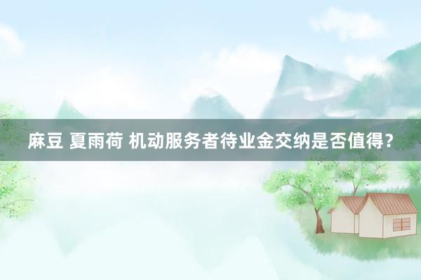 麻豆 夏雨荷 机动服务者待业金交纳是否值得？