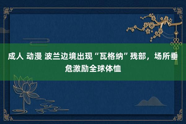 成人 动漫 波兰边境出现“瓦格纳”残部，场所垂危激励全球体恤