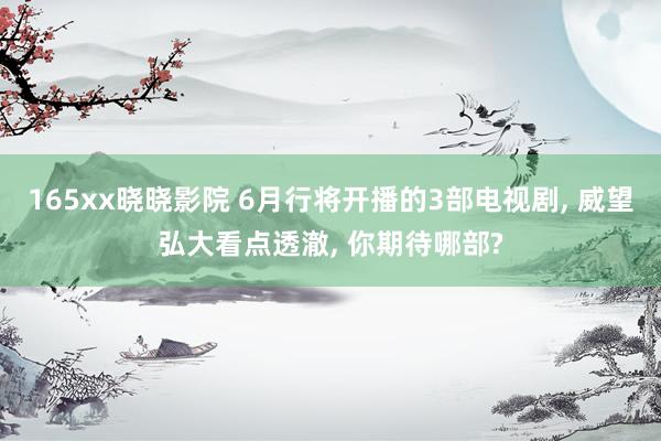 165xx晓晓影院 6月行将开播的3部电视剧, 威望弘大看点透澈, 你期待哪部?