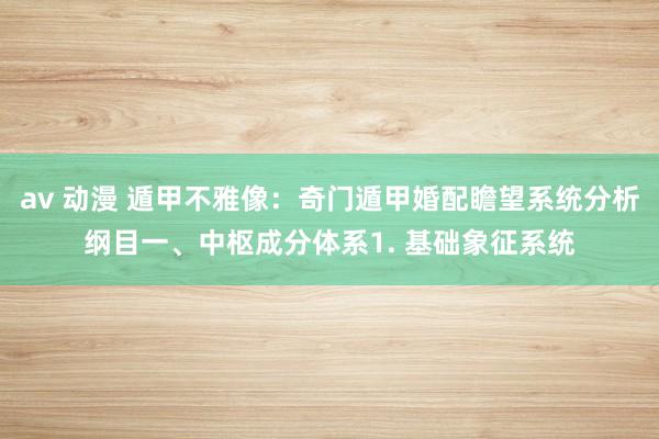 av 动漫 遁甲不雅像:奇门遁甲婚配瞻望系统分析纲目一、中枢成分体系1. 基础象征系统